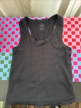 One Step Up Black Scoop Neck Tank Top